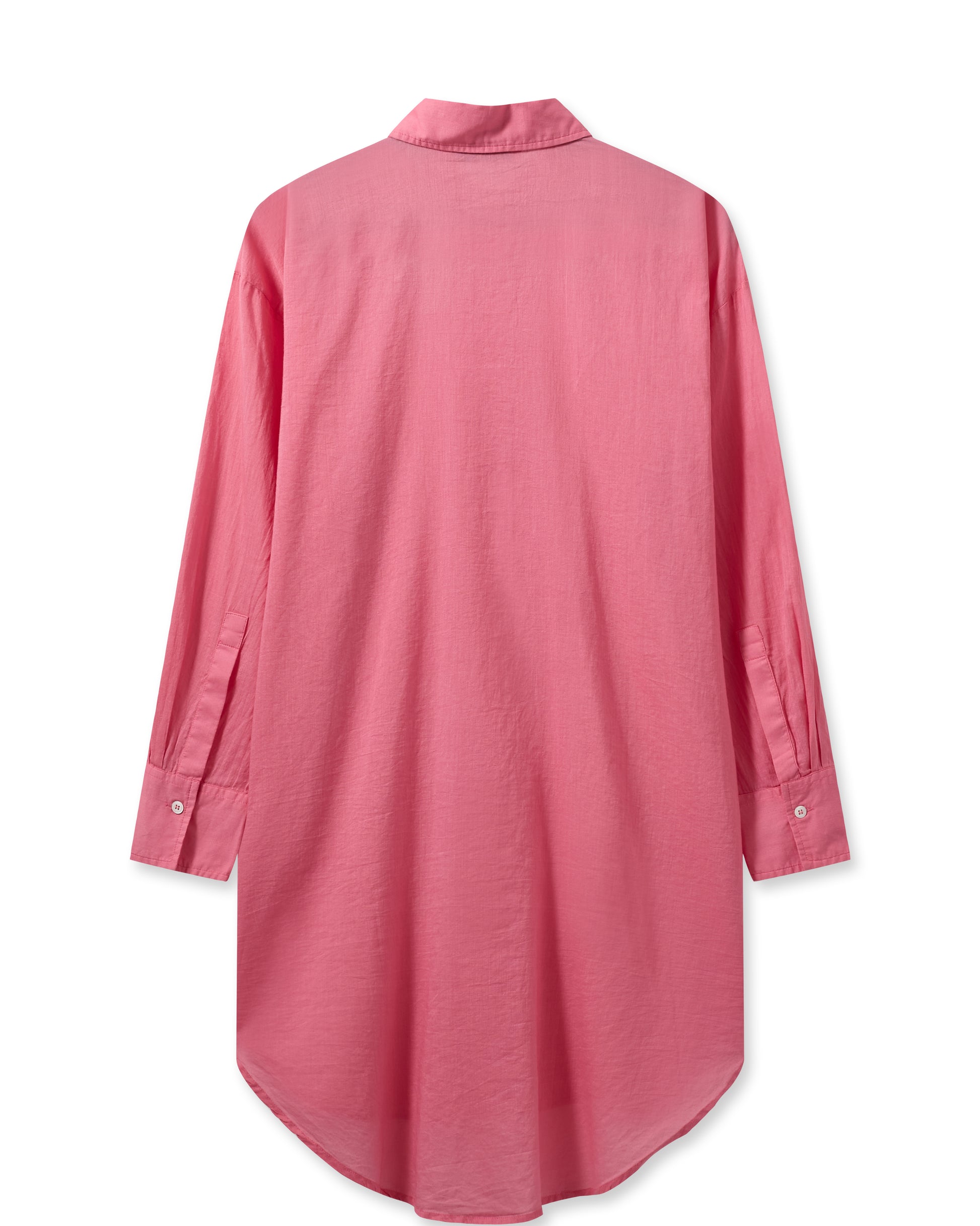 Long line pink voile shirt with shaped hem