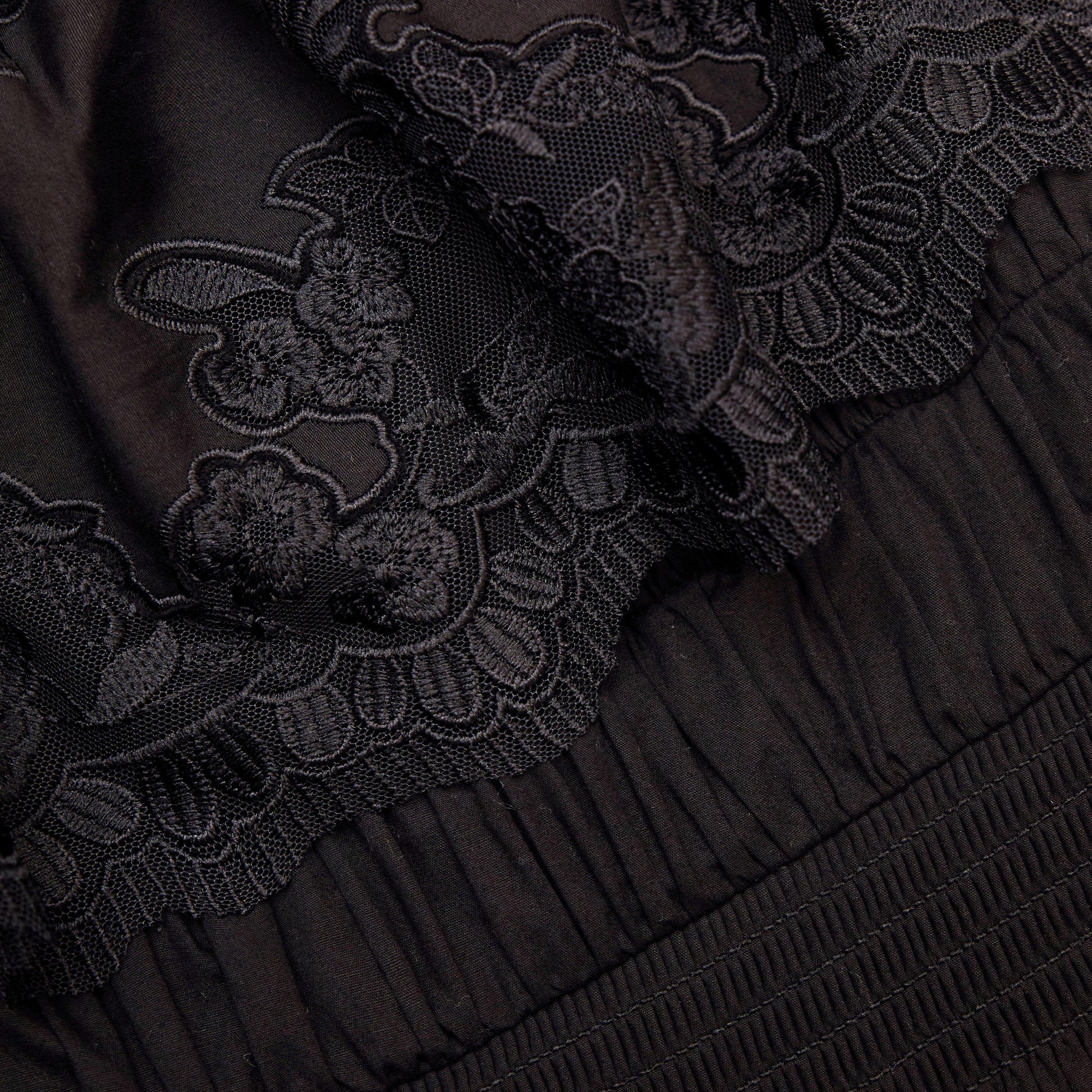 Close up of lace inserts