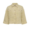 Pale yellow boucle boxy jacket with collar