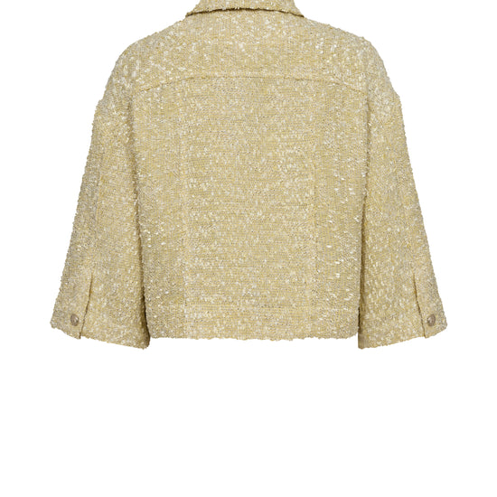 Rear view of pale yellow boxy jacket