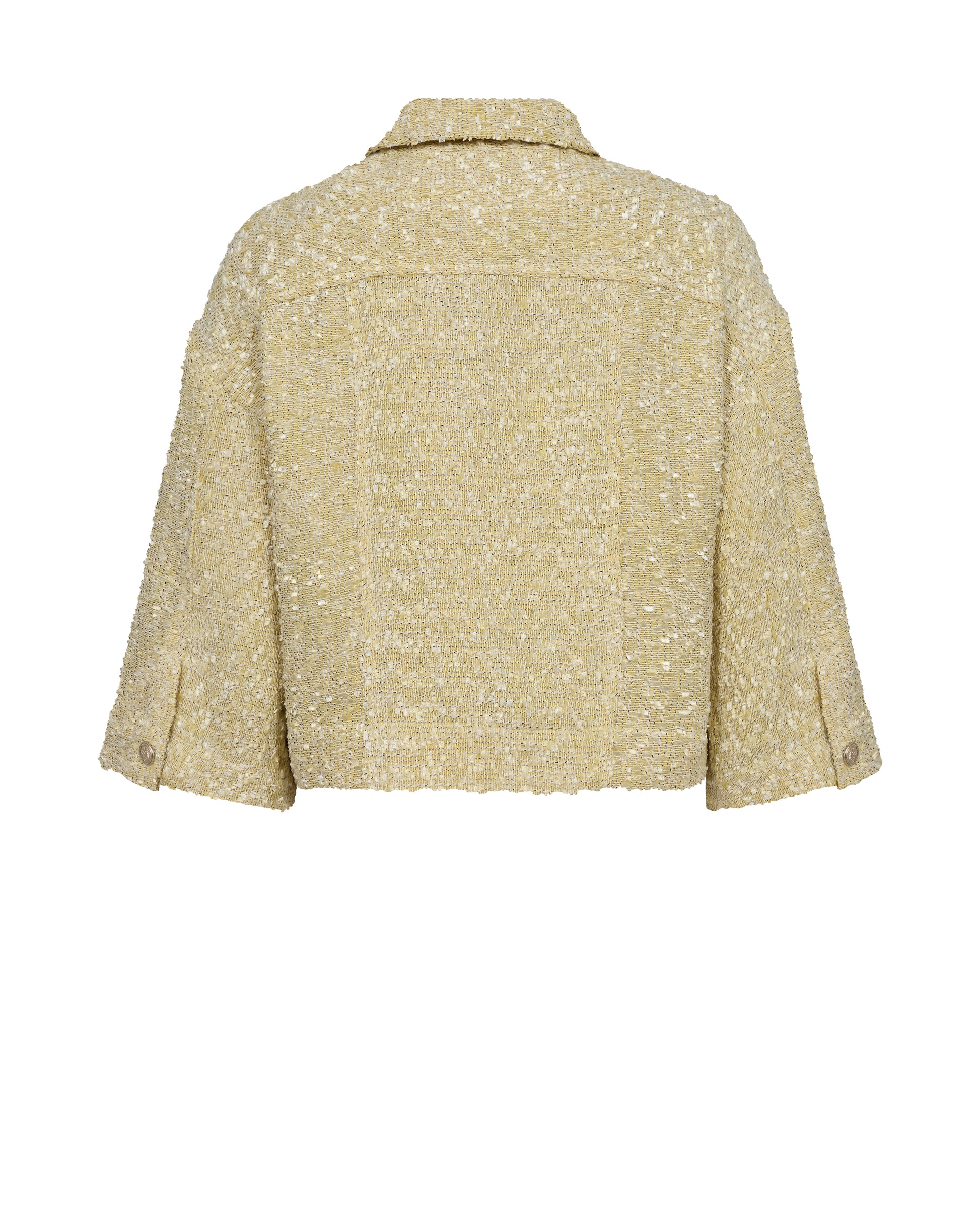 Rear view of pale yellow boxy jacket