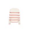 cream jumper in reverse with orange stripes on plain background