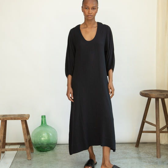 Organic cotton black dress from Beaumont Organics