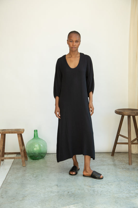 Organic cotton black dress from Beaumont Organics