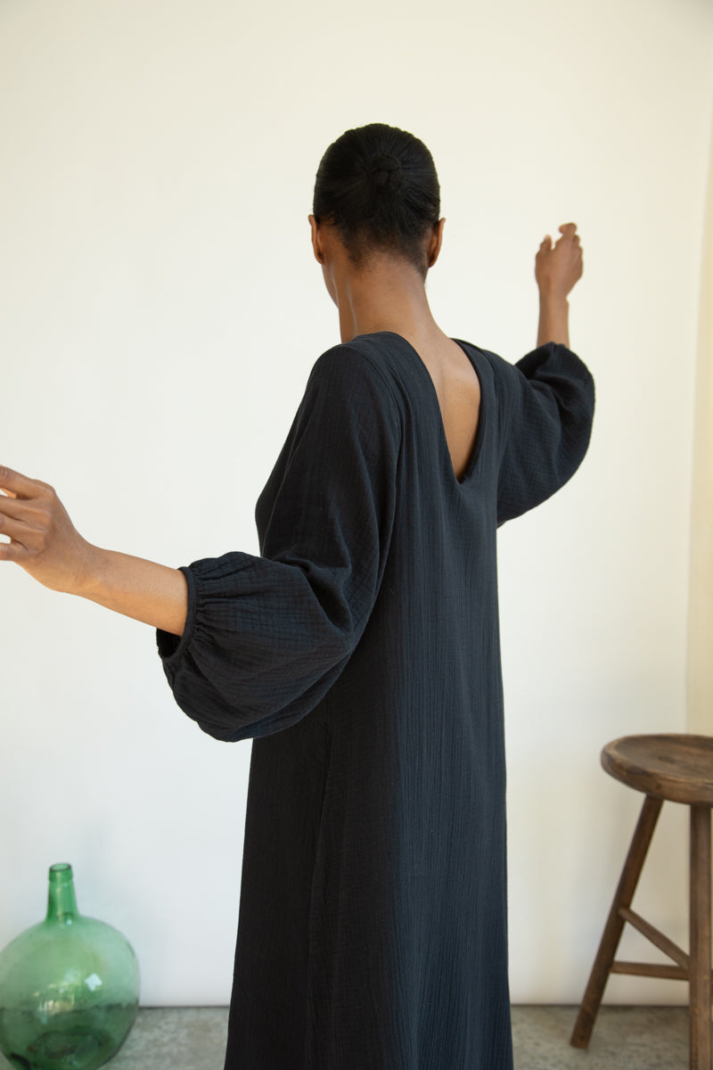 Black organic cotton dress from Beamont Organics