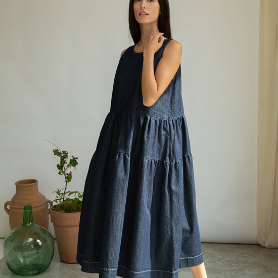 Dark navy organic cotton dress from Beaumont Organics