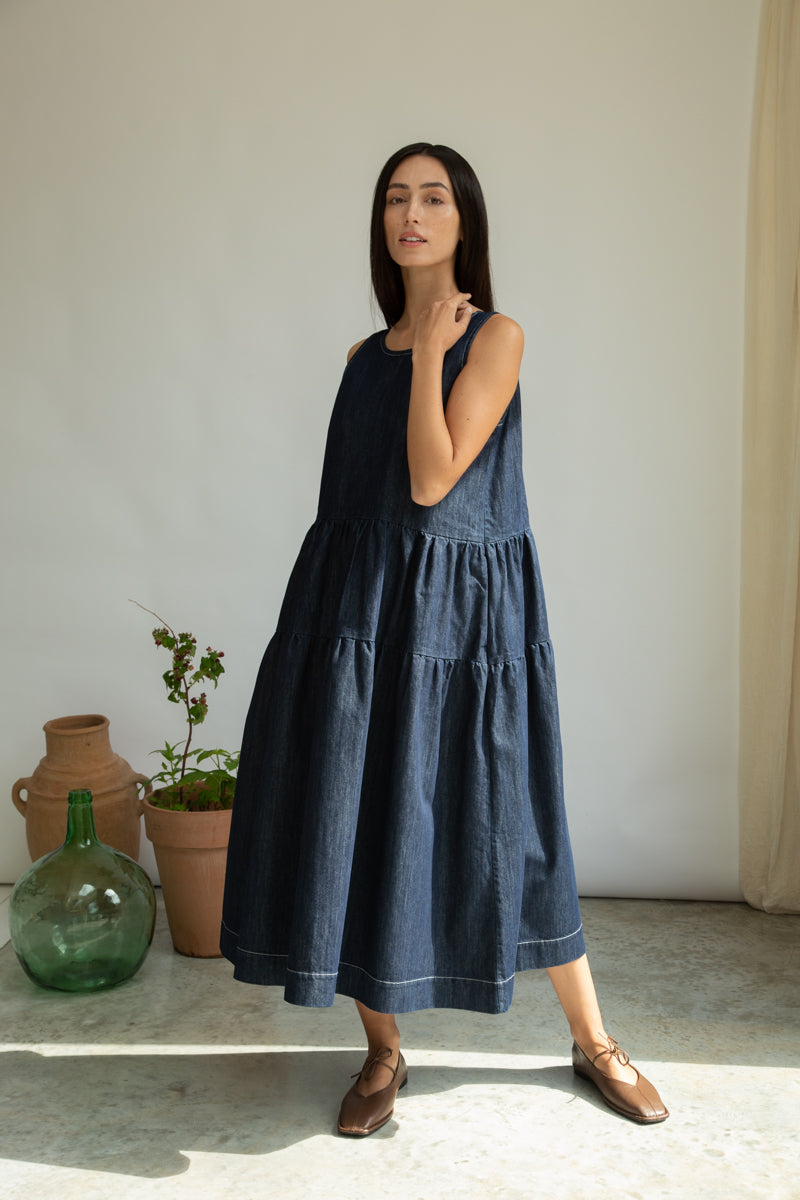 Dark navy organic cotton dress from Beaumont Organics