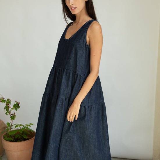 Dark navy organic cotton dress from Beaumont Organics
