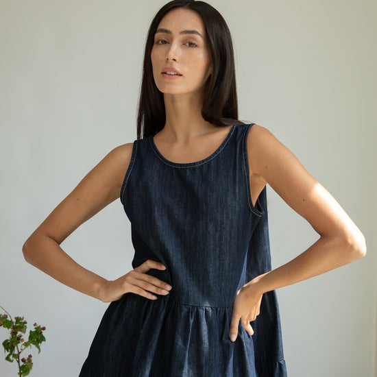 Dark navy organic cotton dress from Beaumont Organics