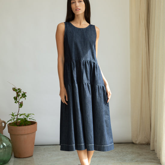 Dark navy organic cotton dress from Beaumont Organics