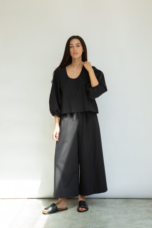 Black co ord outfit in organic cotton poplin
