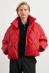 cropped red puffer jacket