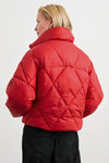 cropped red puffer jacket rear view 