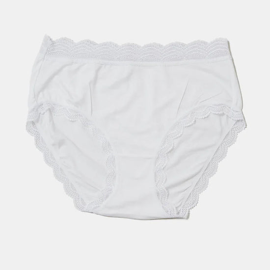 White high rise lace trimmed knickers