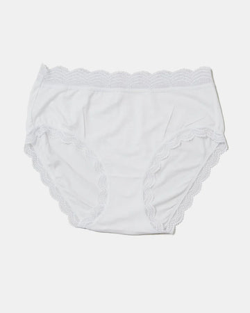 White high rise lace trimmed knickers