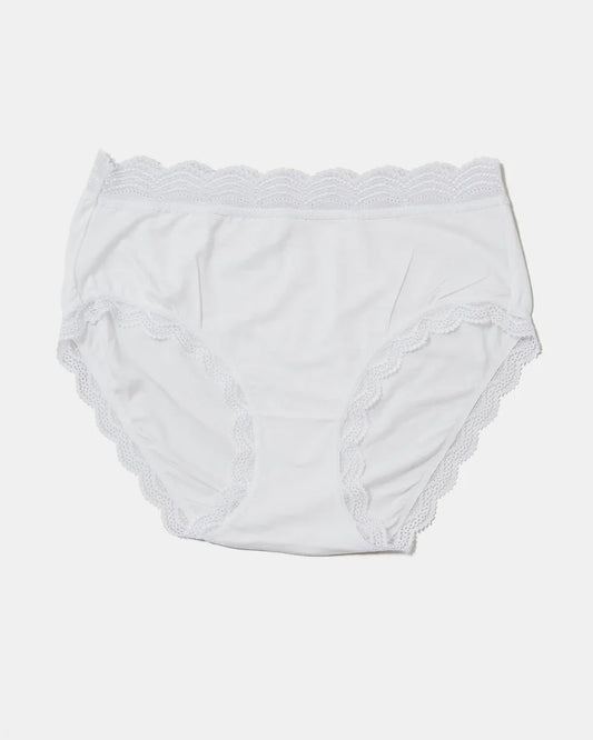 White high rise lace trimmed knickers