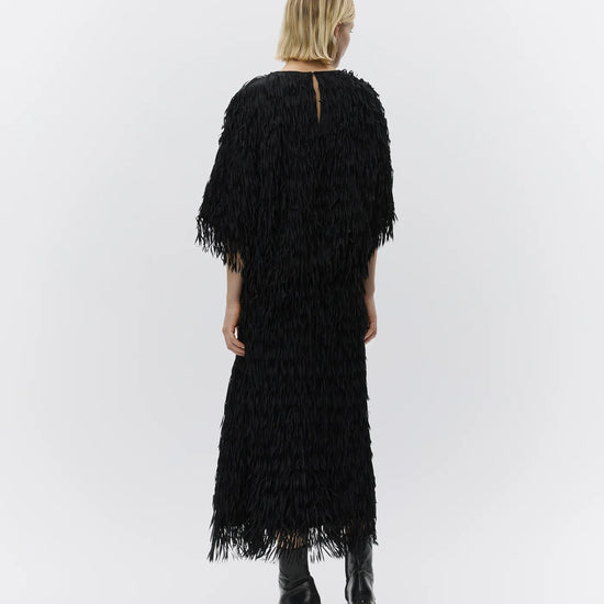 black fringe midi skirt from day birger rear view