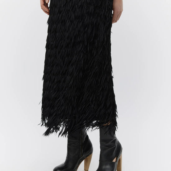 black fringe midi skirt from day birger