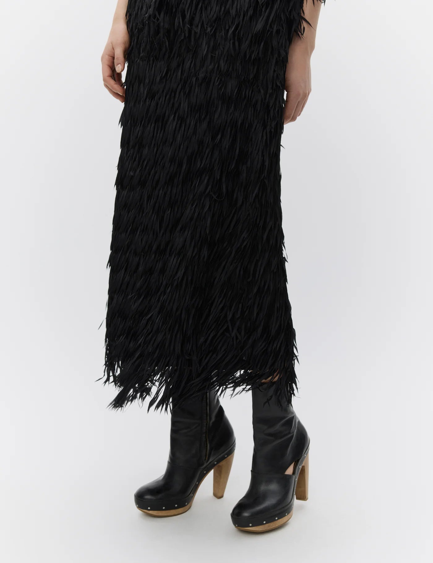 black fringe midi skirt from day birger
