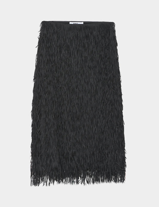 black fringe midi skirt from day birger