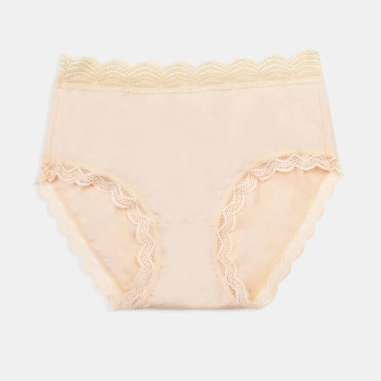 High rise lace trimmed knickers nude