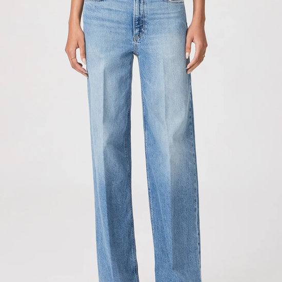 Pale wash straight leg jeans