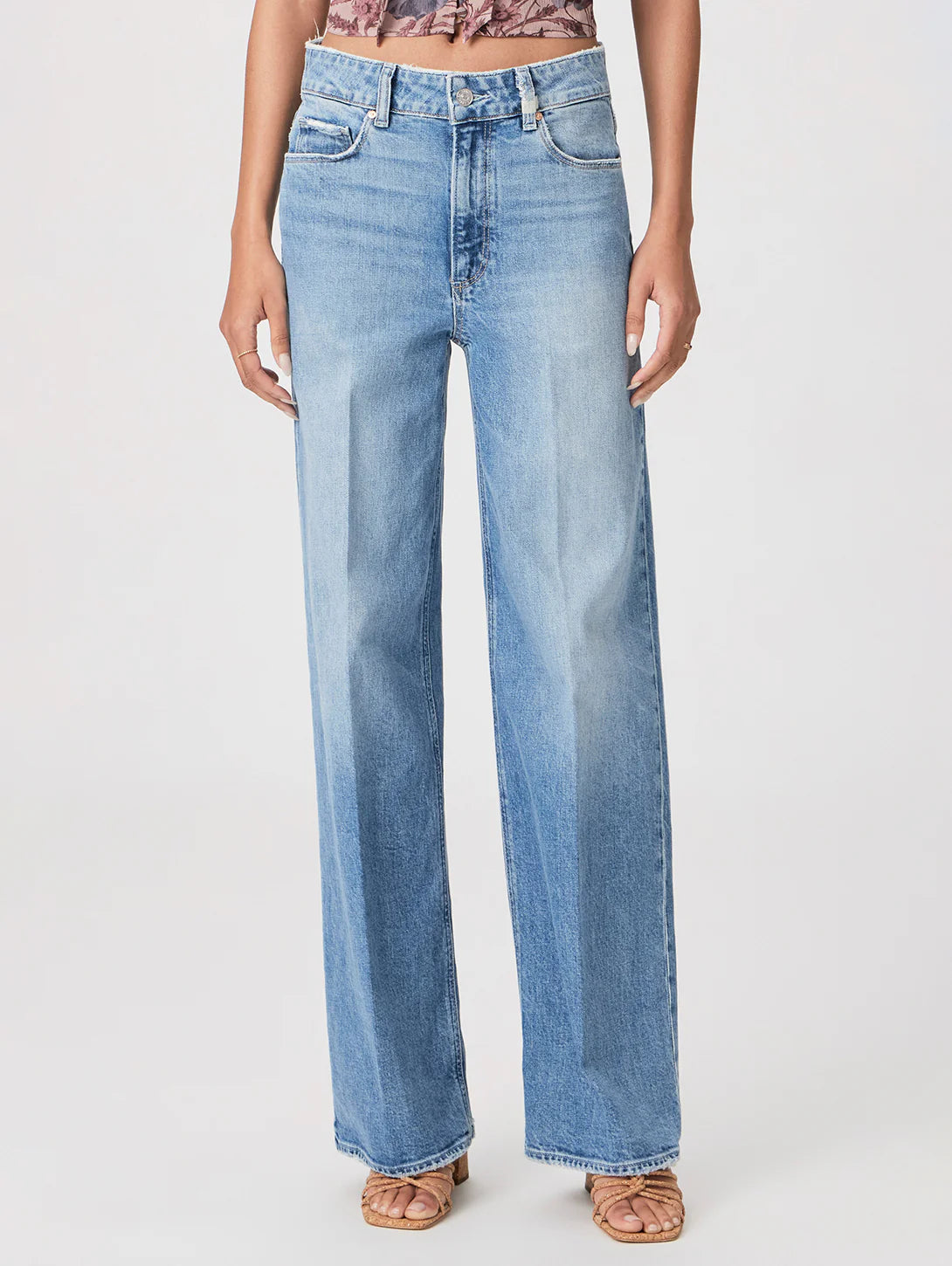 Pale wash straight leg jeans