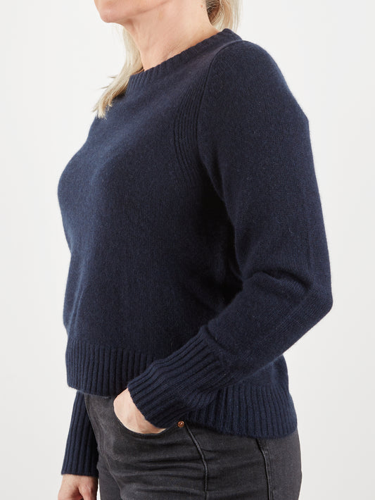 Side view of navy jumper