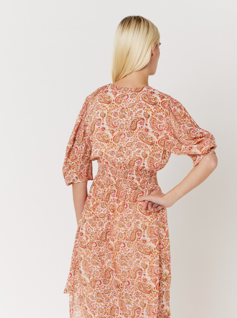 Orange long patterned dress