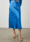 Bright blue pull on slip skirt with elasticated waist