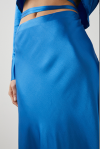 Bright blue pull on slip skirt with elasticated waist