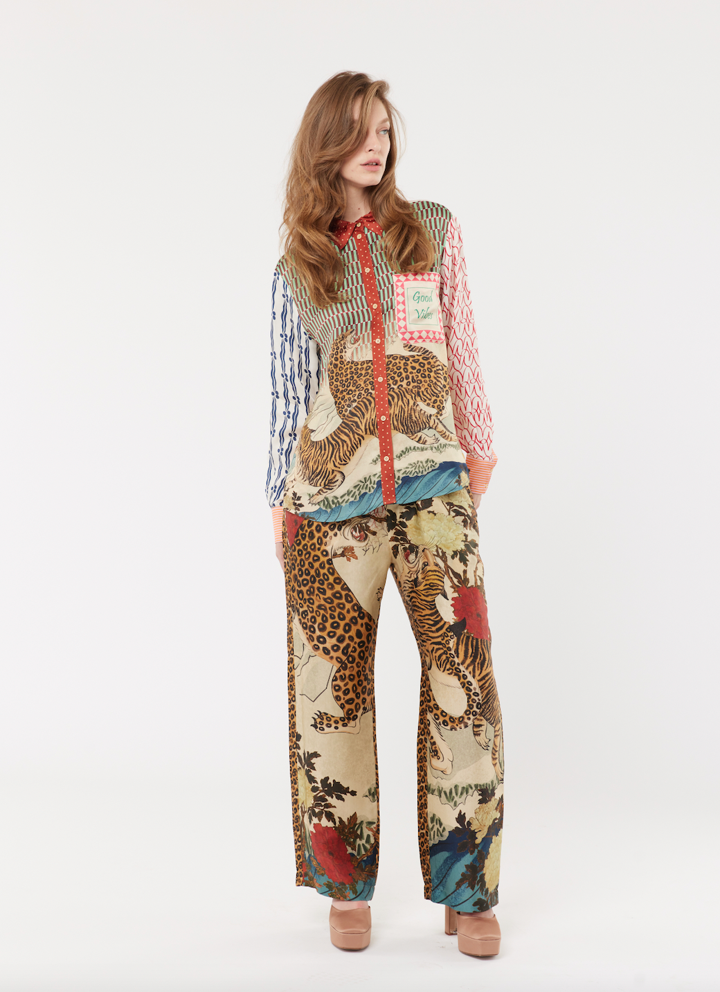 Pull on trouser with tiger print and an elasticated waist