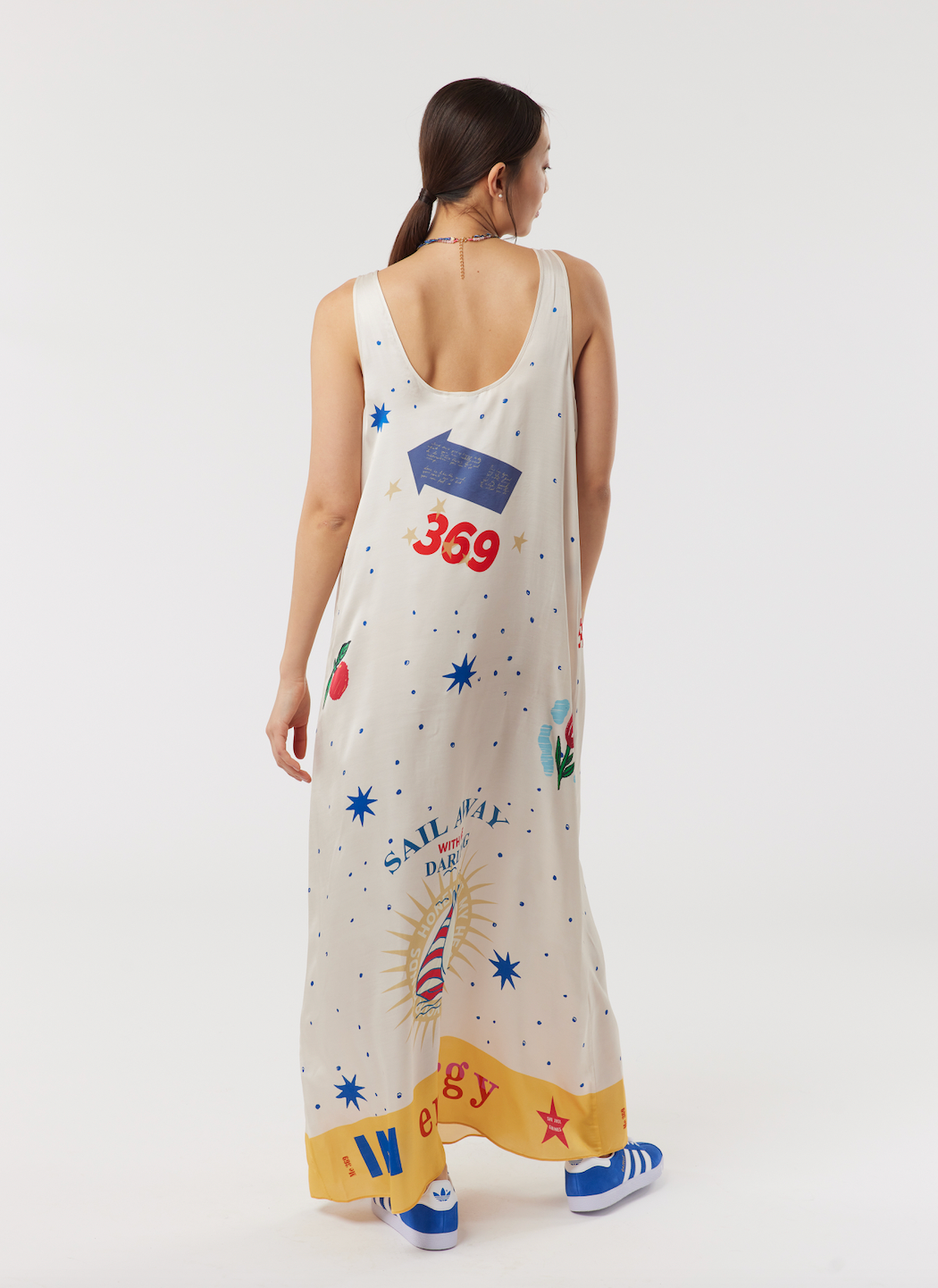 Slip dress with fun nautical themed print