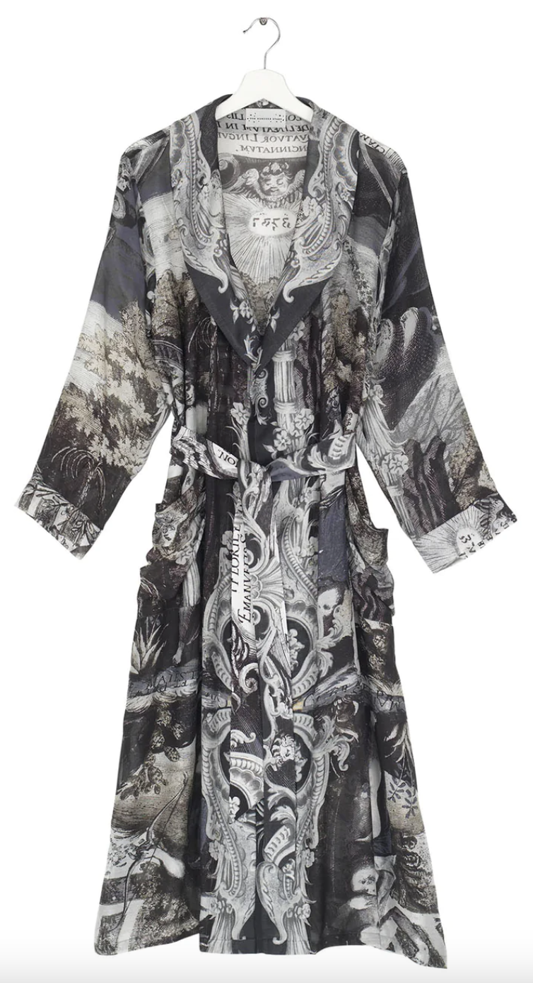 grey printed lightweight robe