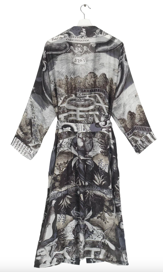 grey printed lightweight robe