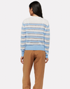 Baby blue and antique white striped regular fit jumper with ladder stitch between each stripe
