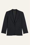 Single breasted pinstripe suit jacket in navy