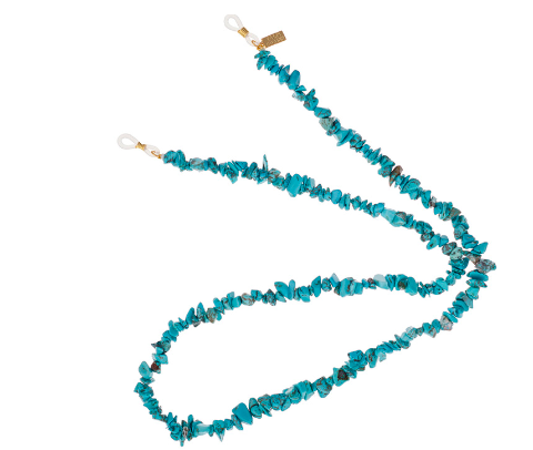Turquoise stone glasses chain with silicone loops and gold plated features