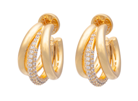 triple hoop earring with cubic Zirconia