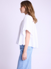 White short sleeve collared blouse in a light gauze cotton fabric