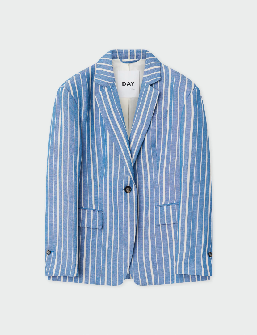 Linen blend stripe oversize blazer