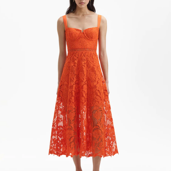 Orange dress with lace skirt