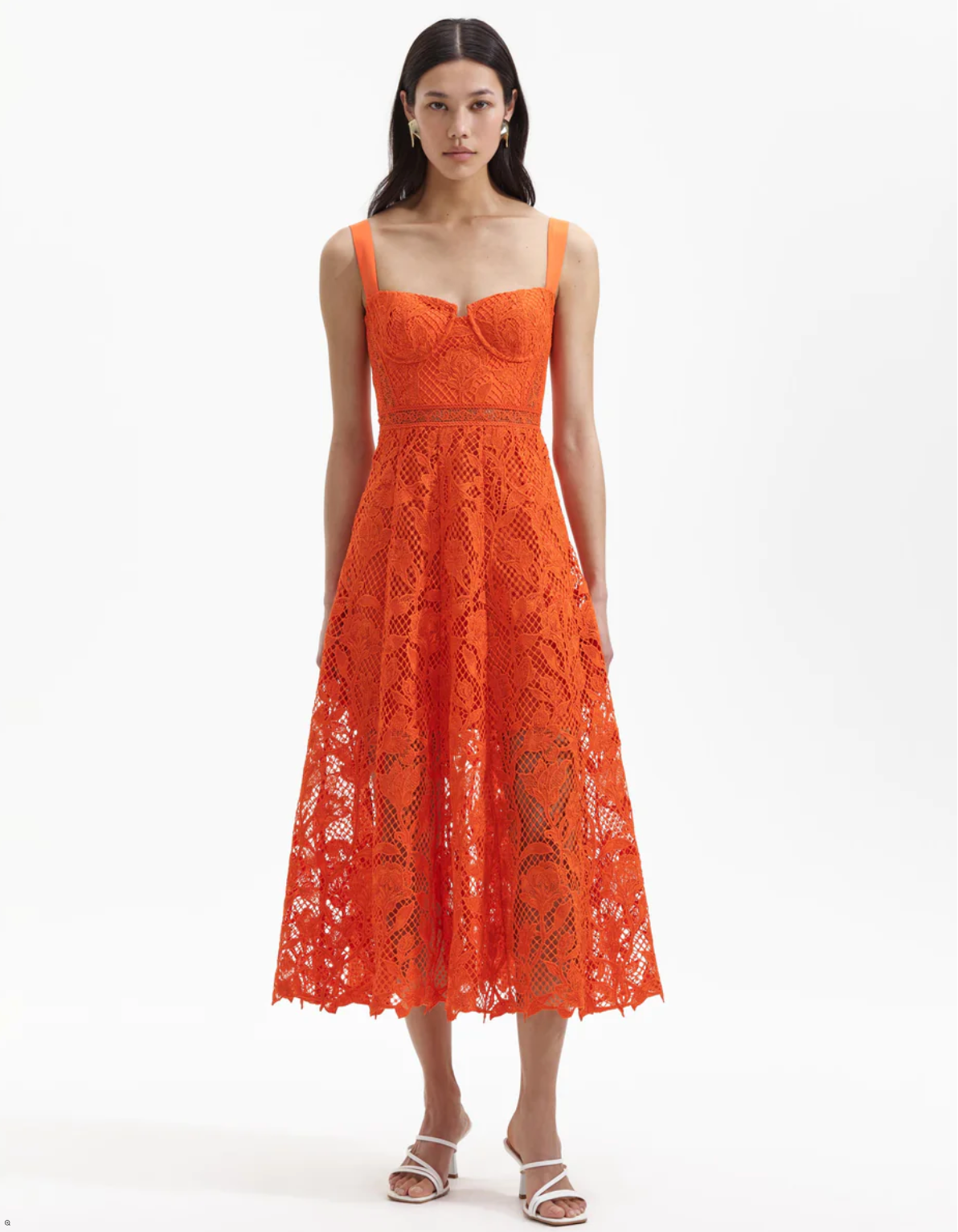 Orange dress with lace skirt