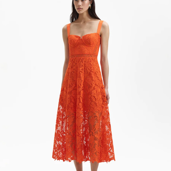 Orange dress with lace skirt