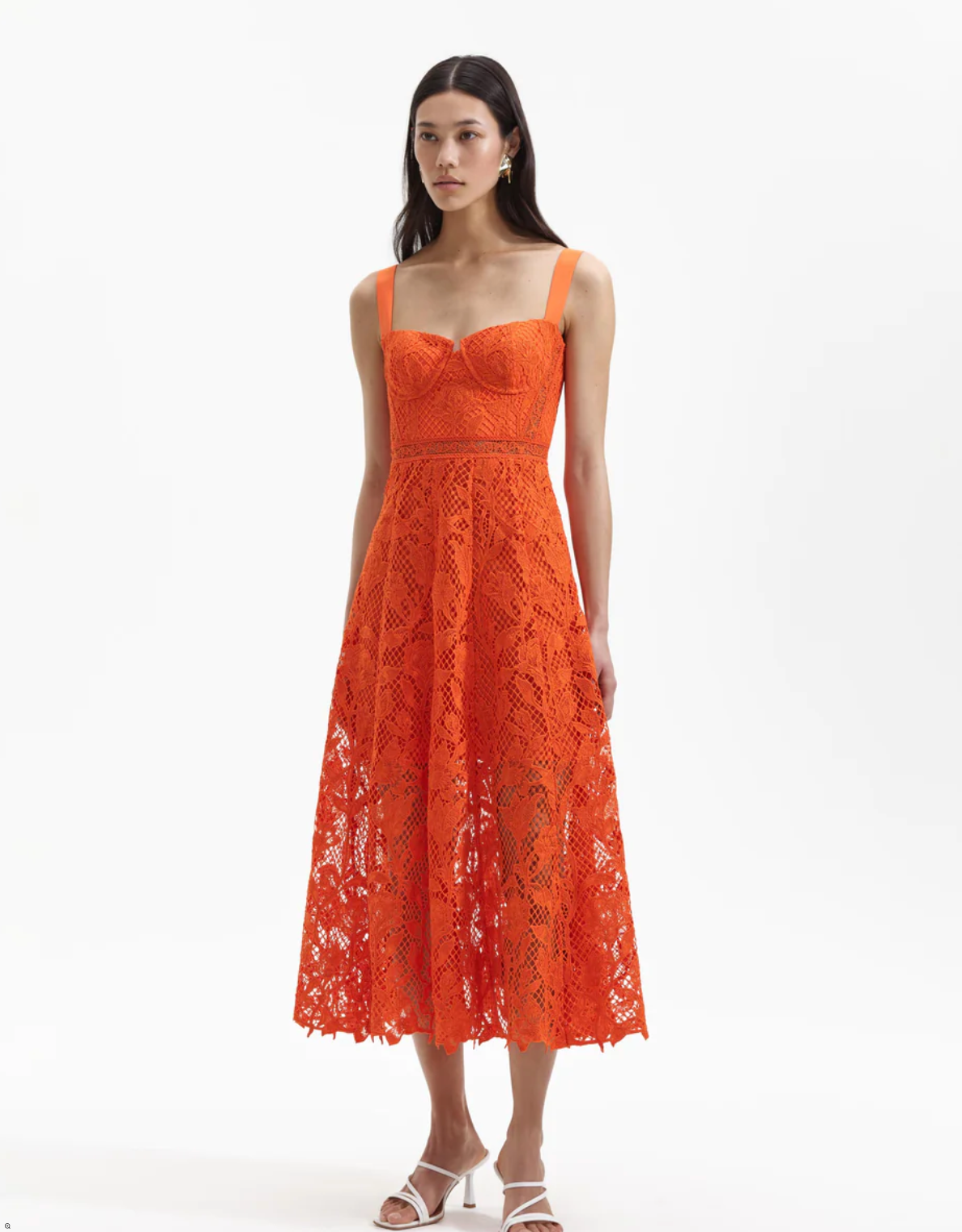 Orange dress with lace skirt