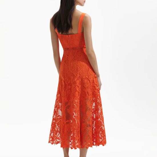 Orange dress with lace skirt