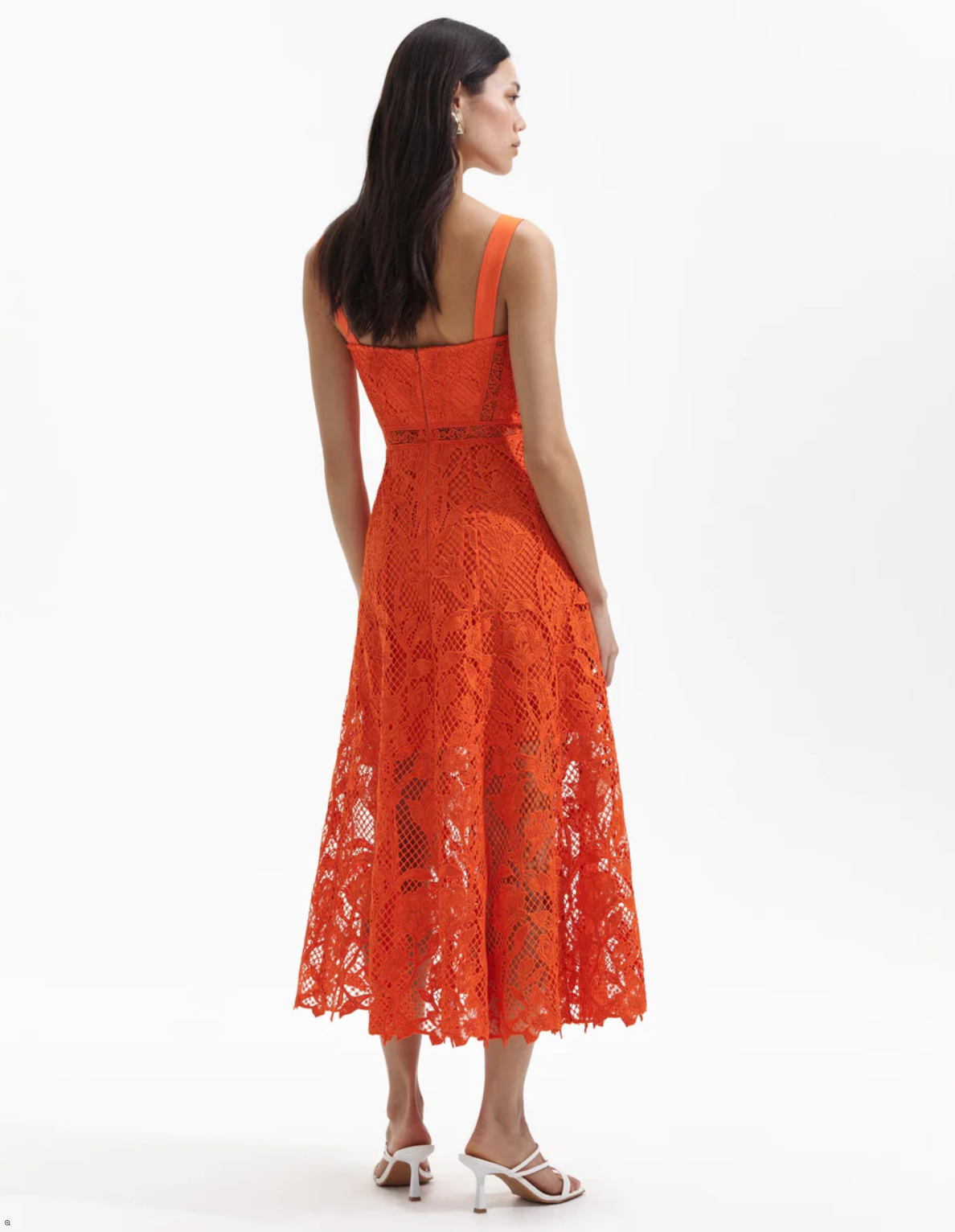 Orange dress with lace skirt