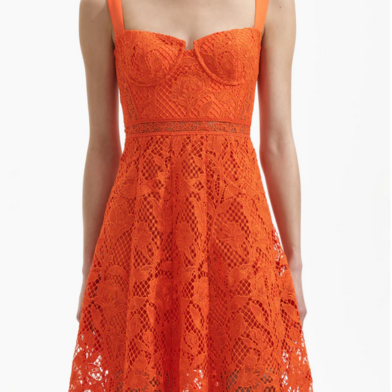 Orange dress with lace skirt