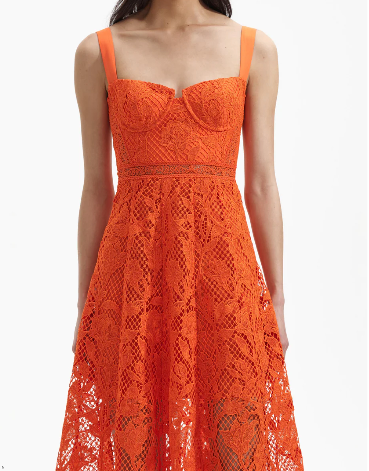 Orange dress with lace skirt