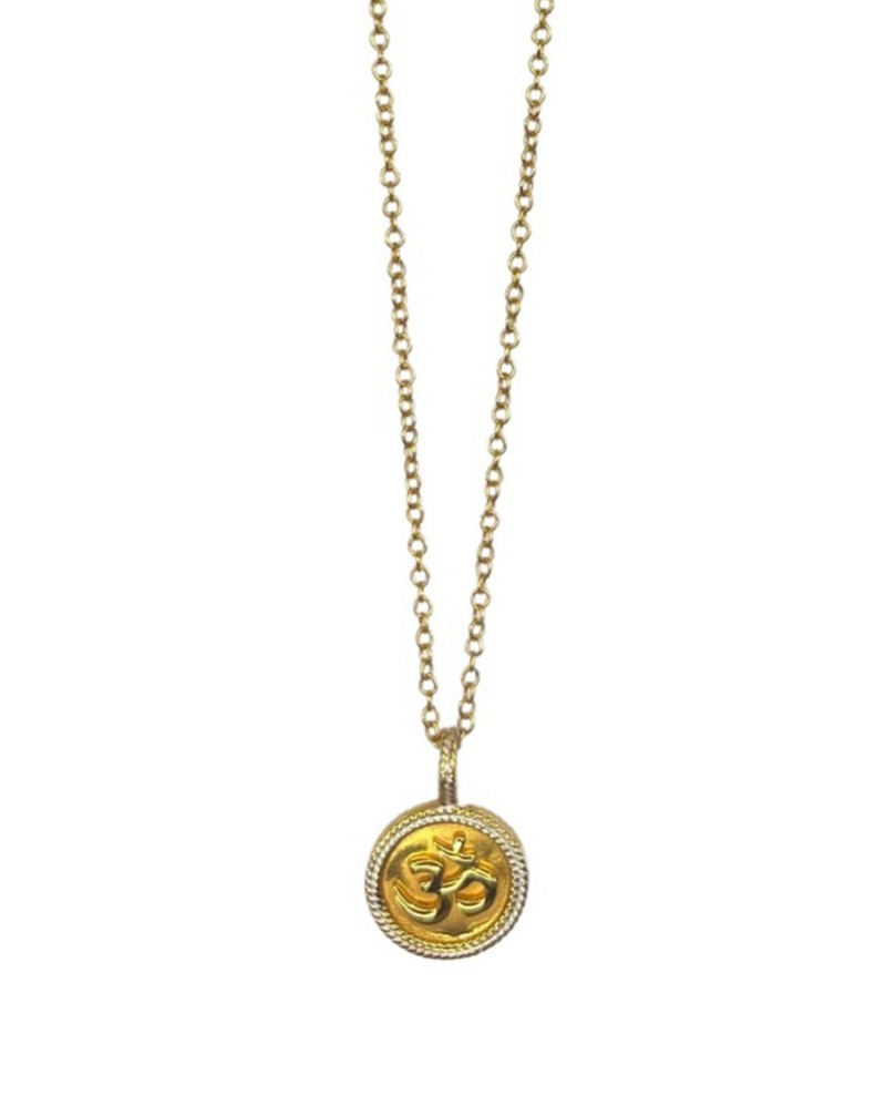Double sided pendant necklace with dot work and the sign of OM
